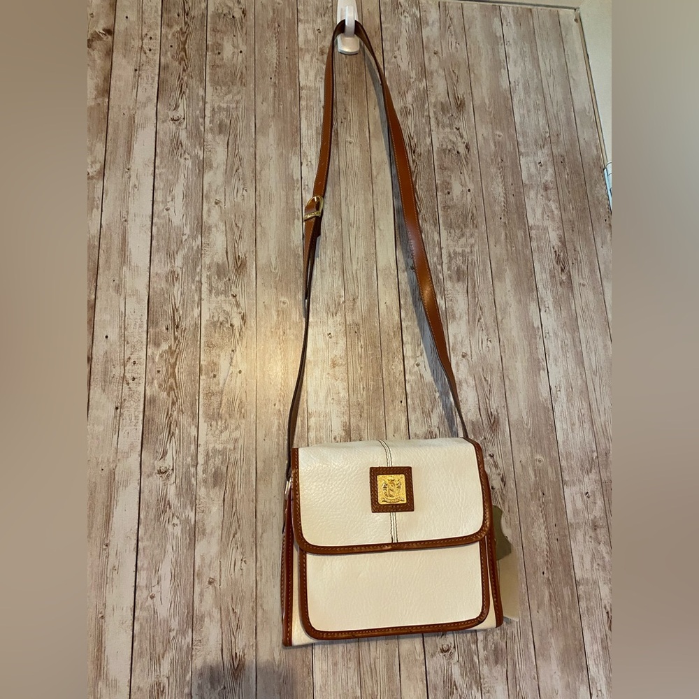 Vintage Chenson Bag with tags, brown / cream square crossbody purse retro